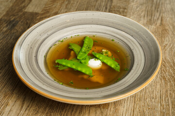 Green bean vegetable soup with egg