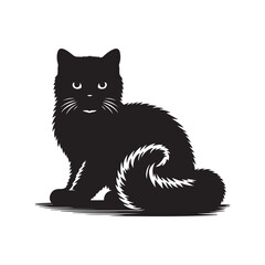 vector silhouette black cat in white background