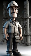 Engineer Character, Cute 3D Machine Engineer Character Clipart, 3D Animation Cartoon Style