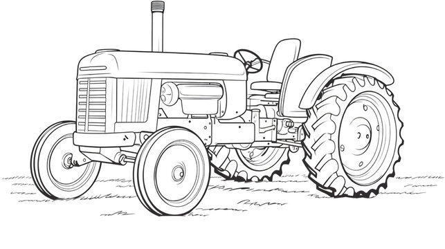 recommend clip art: Continuous one line drawing of farmer's tractor. classic tractor outline vector illustration. harvest and farming concept isolated on white background