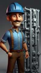 Engineer Character, Cute 3D Machine Engineer Character Clipart, 3D Animation Cartoon Style