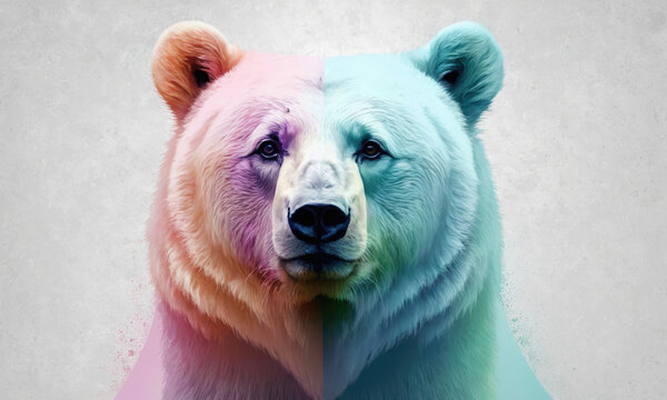 Fantasy Illustration of a wild animal bear. Digital art style wallpaper background.