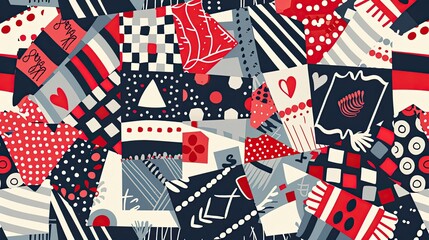 Fototapeta premium A captivating vector art showcases threads delicately weaving through patches, crafting a quilt with intricate details and timeless beauty.
