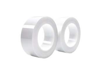 Duet of White Tapes Dancing on a Blank Canvas on White or PNG Transparent Background.