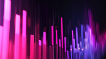 Abstract bar graph in shades of pink and purple set against a dark backdrop