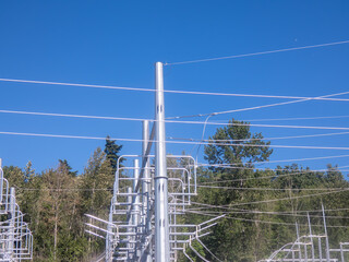Fototapeta premium Power lines at an electrical substation