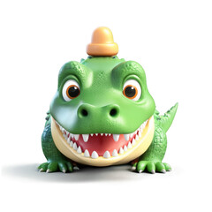 3d illustration of cute crocodile looking forward icon