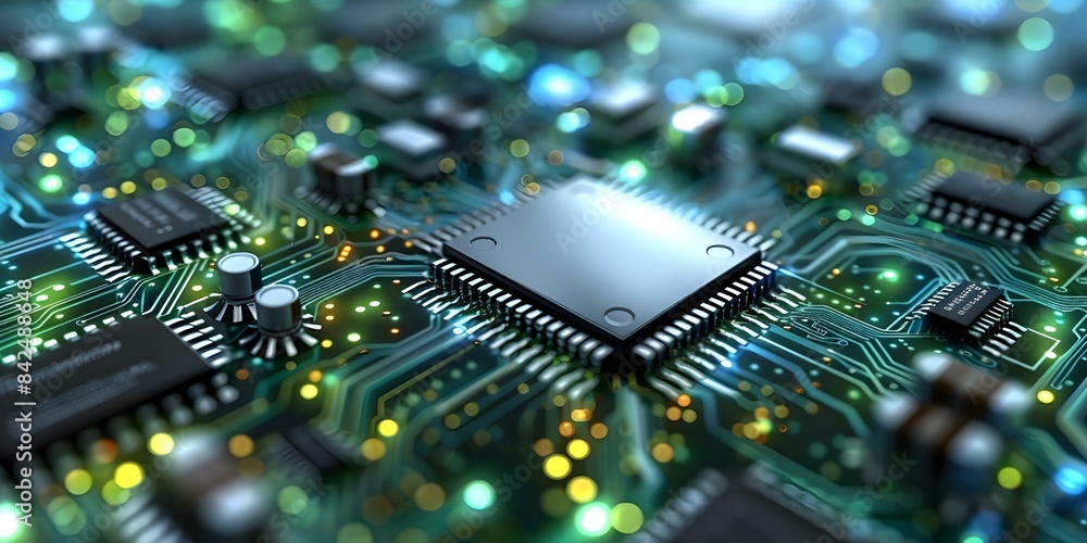 Poster white computer chip on isolated background for website design or graphics. concept technology, compu