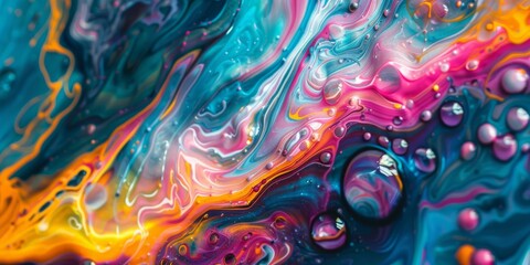 Obraz premium Stunning neon liquid abstract art with vibrant fluid patterns in multiple colors for dynamic modern appeal