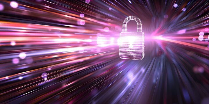 Blurred background with padlock symbol representing secure software development concept. Concept Secure Software Development, Blurred Background, Padlock Symbol, Cybersecurity, Technology Concept