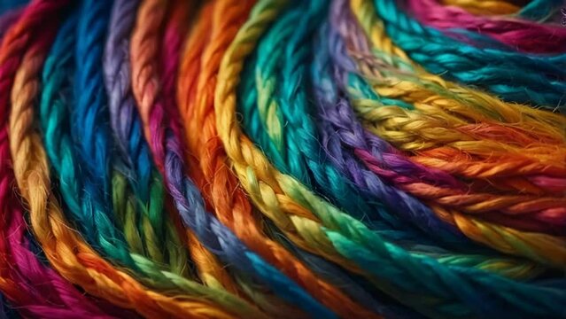 Colored threads close-up