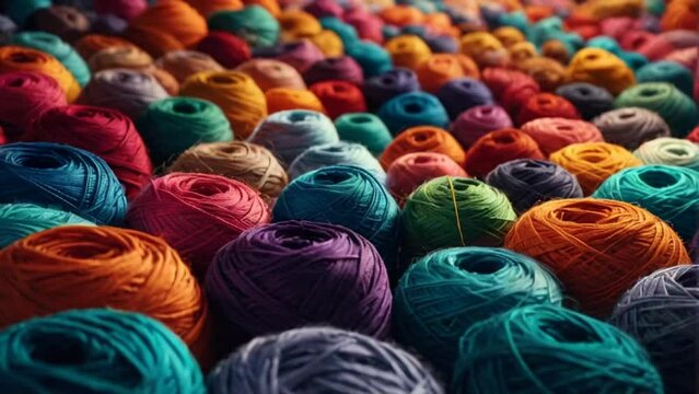 Colored threads close-up