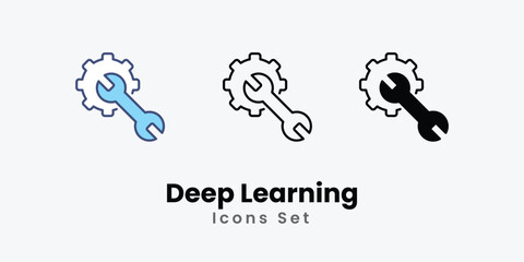 Deep Learning icons vector set stock illustration