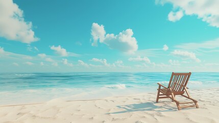 Enjoy the perfect summer day with a comfortable beach chair on a white sandy beach with a breathtaking view of the blue ocean.