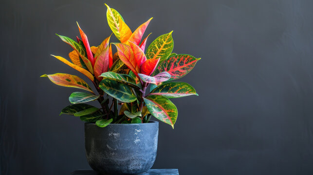 Chic planter holds colorful croton