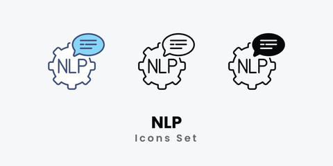 NLP icons vector set stock illustration