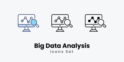 Fototapeta premium Big Data Analysis icons vector set stock illustration