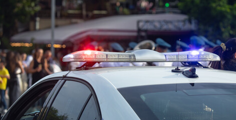 Police car in the city at daytime.