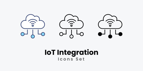 IoT Integration icons vector set stock illustration