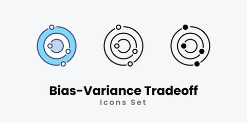 Bias-Variance Tradeoff icons vector set stock illustration