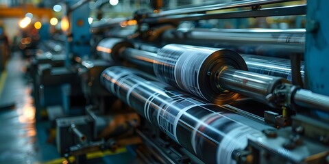 Polygraphy printing presses produce highquality printed materials efficiently and effectively. Concept Printing, Polygraphy, Efficiency, High quality, Printed materials