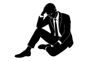 worried businessman silhouette vector illustration