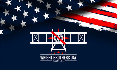 Wright Brothers Day on December 17th . Illustration of the First Successful Flight in a Mechanically Propelled Airplane