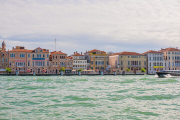 Obraz premium Landscape of Venice views, concept of vacation in Italy. Old part of city center. Ideas for journey.