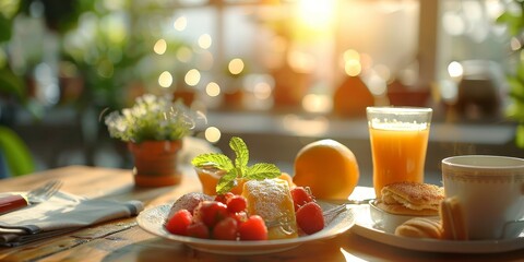 Sunny Morning Breakfast. Generative AI