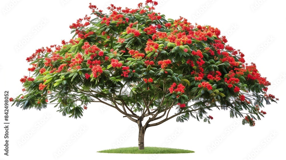Poster tree isolated on white backgroundflame tree or royal poinciana tree with clipping paths for garden d