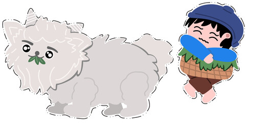 Boy with pet goat, boy playing with goat, idul adha 