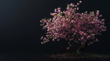 Cherry tree with pink flowers in full bloom : Generative AI