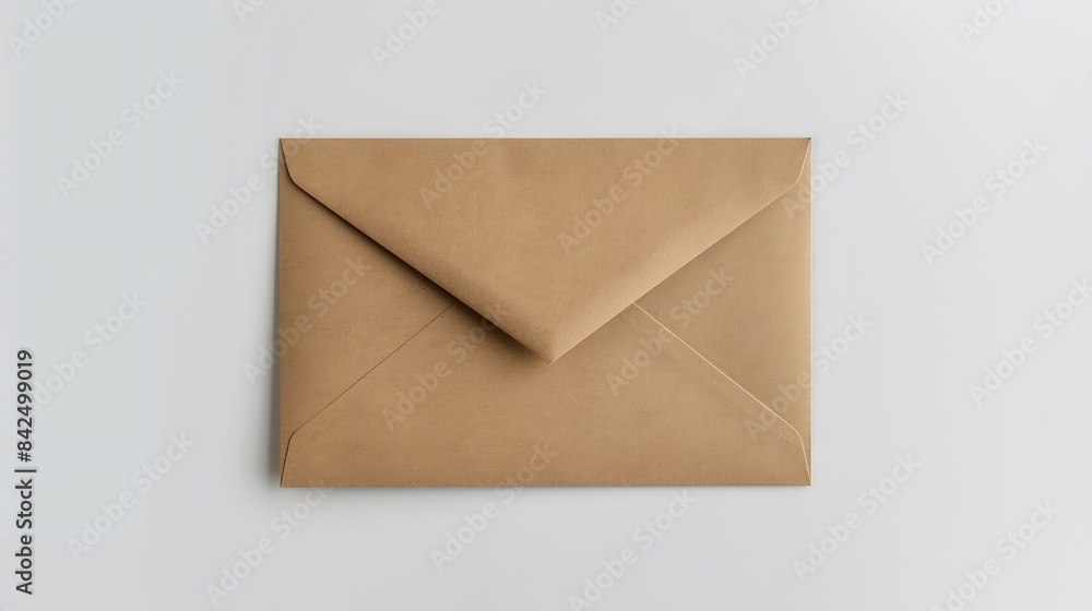 Poster blank white card with kraft brown paper envelope template mock up : generative ai
