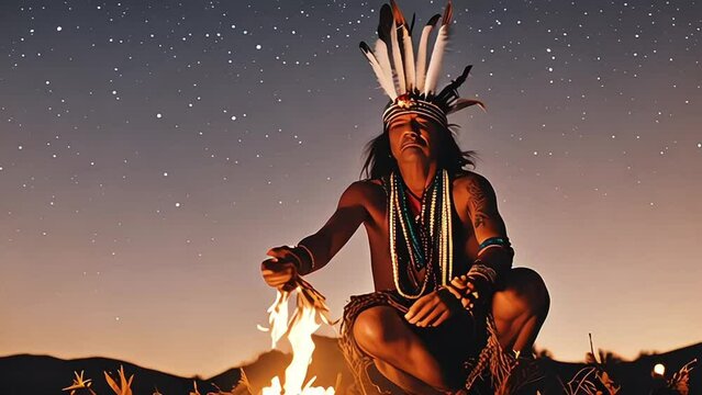 a shaman traditional healer preparing for an ayahuasca ceremony in the Amazon rainforest. A hallucinogenic, healing, spiritual and, religious ritual