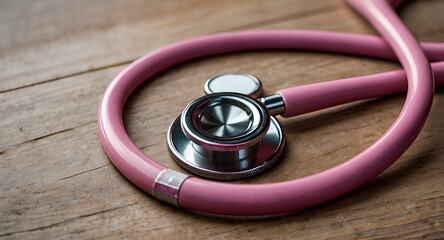 Pink stethoscope, October Breast Cancer Awareness month