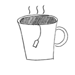 Coffee ,tea and bakery doodle with pencil drawing