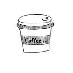 Coffee ,tea and bakery doodle with pencil drawing