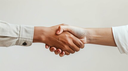 Professional Businessmen Shaking Hands in Agreement on White Background - Close-Up of Corporate Handshake, Trust and Partnership