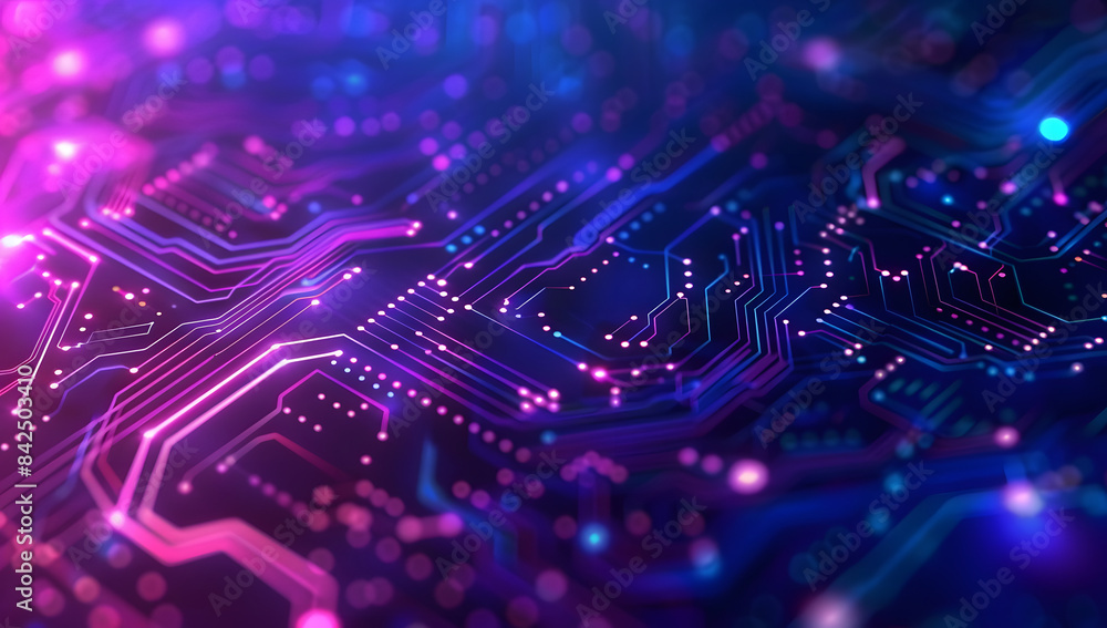 Poster abstract technology background with circuit board patterns and glowing lights, representing technolo