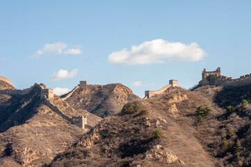 Great Wall of China at Jinshanling. The UNESCO World Heritage site stretches out across the horizon...