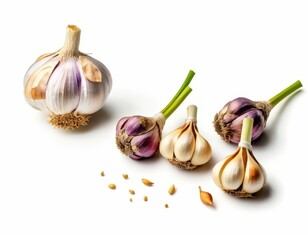 a group of garlics sitting next to each other