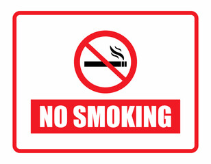 No smoking sign board red color on white background. No smoking sign vector illustration.