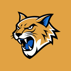 Striking Sports Logo of a Snarling Wildcat in Profile