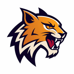 Striking Sports Logo of a Snarling Wildcat in Profile