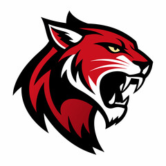 Striking Sports Logo of a Snarling Wildcat in Profile