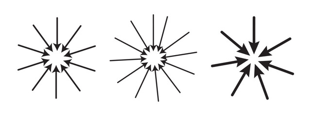 Inward arrow icon vector. Four Arrows icon sign symbol vector. Arrow pointing center vector icon illustration isolated on white background