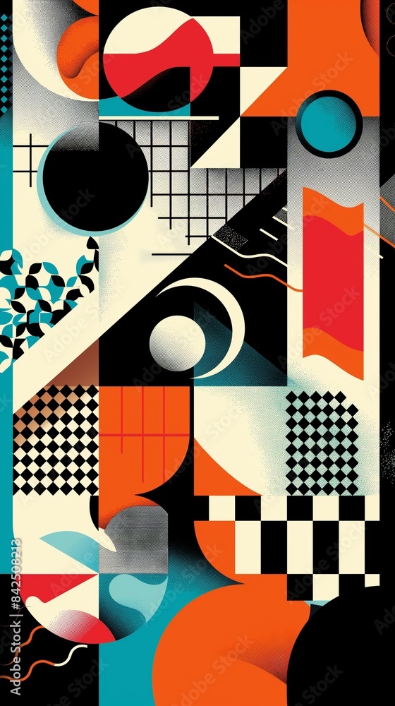 Poster vertical image of a colorful geometric pattern background.