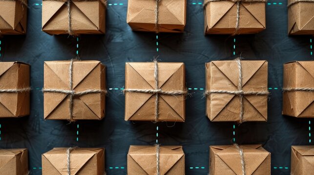 Modern warehouse automation  conveyor belts moving cardboard boxes with digital interfaces