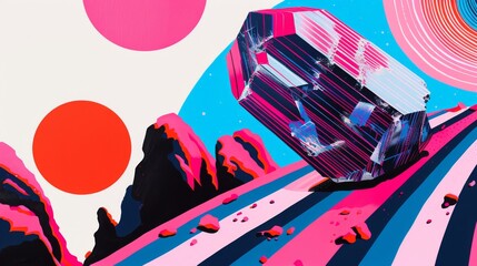 Illustration featuring a bismuth crystal formation