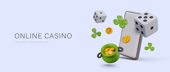 Online casino application advertisement in cartoon style